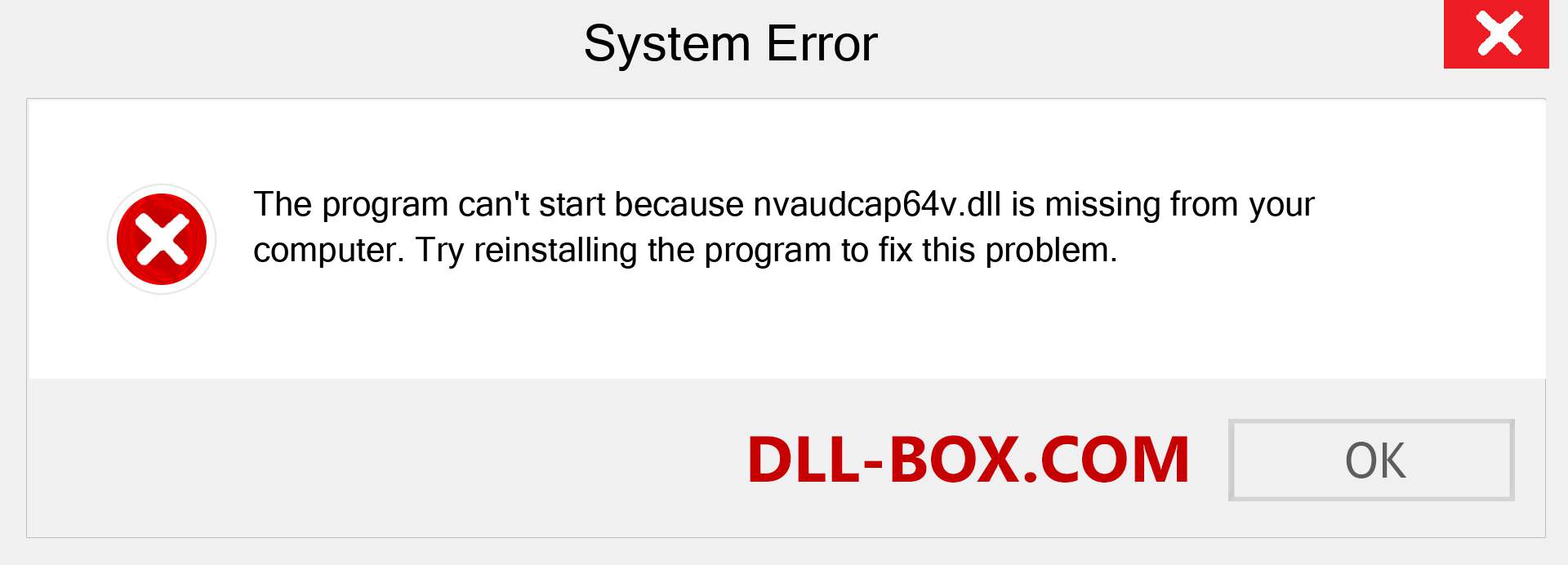  nvaudcap64v.dll file is missing?. Download for Windows 7, 8, 10 - Fix  nvaudcap64v dll Missing Error on Windows, photos, images